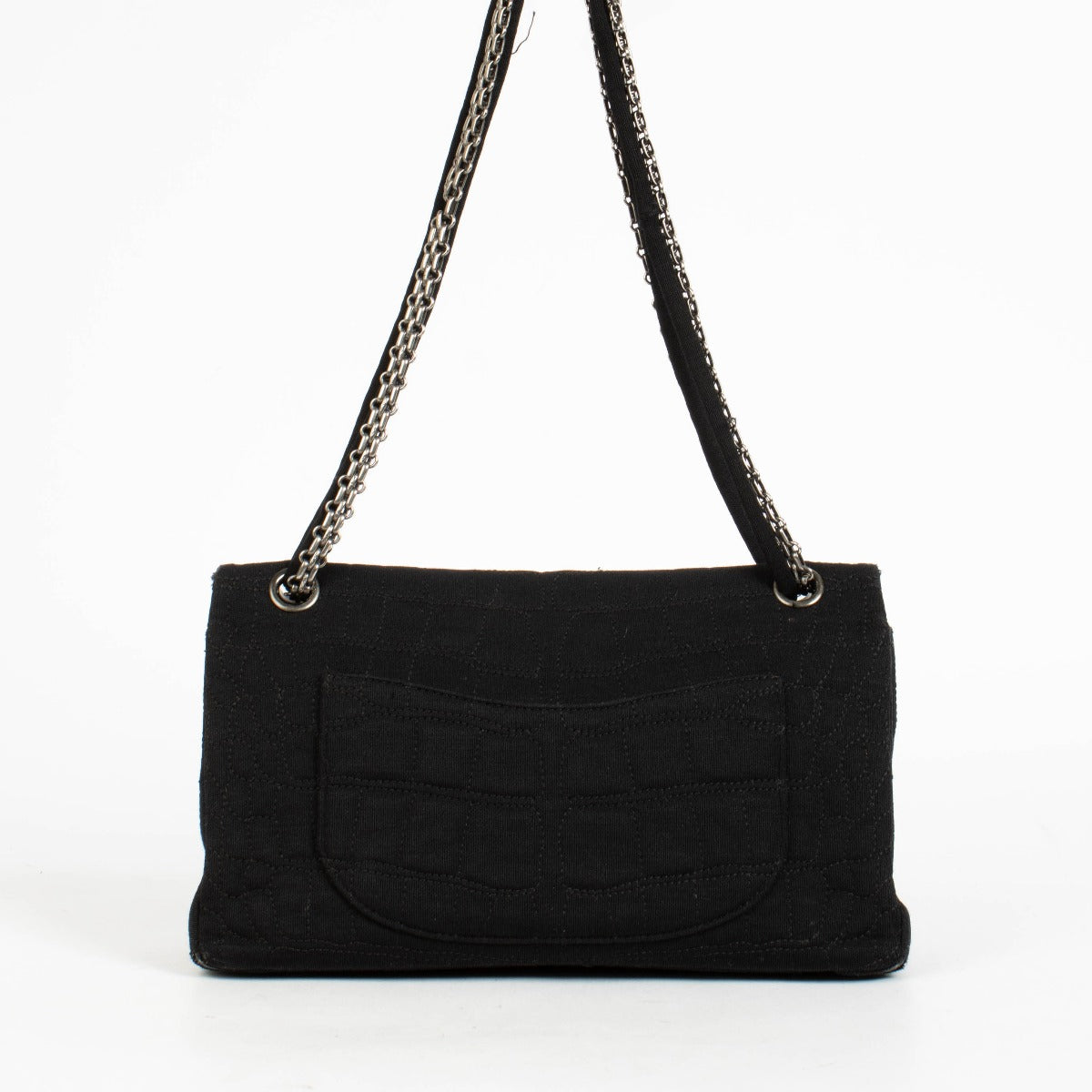 Authentic pre-loved Chanel Black Jersey Coco's Croc Medium 2.55 Reissue Flap Bag on Labellov.com