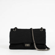 Authentic pre-loved Chanel Black Jersey Coco's Croc Medium 2.55 Reissue Flap Bag on Labellov.com