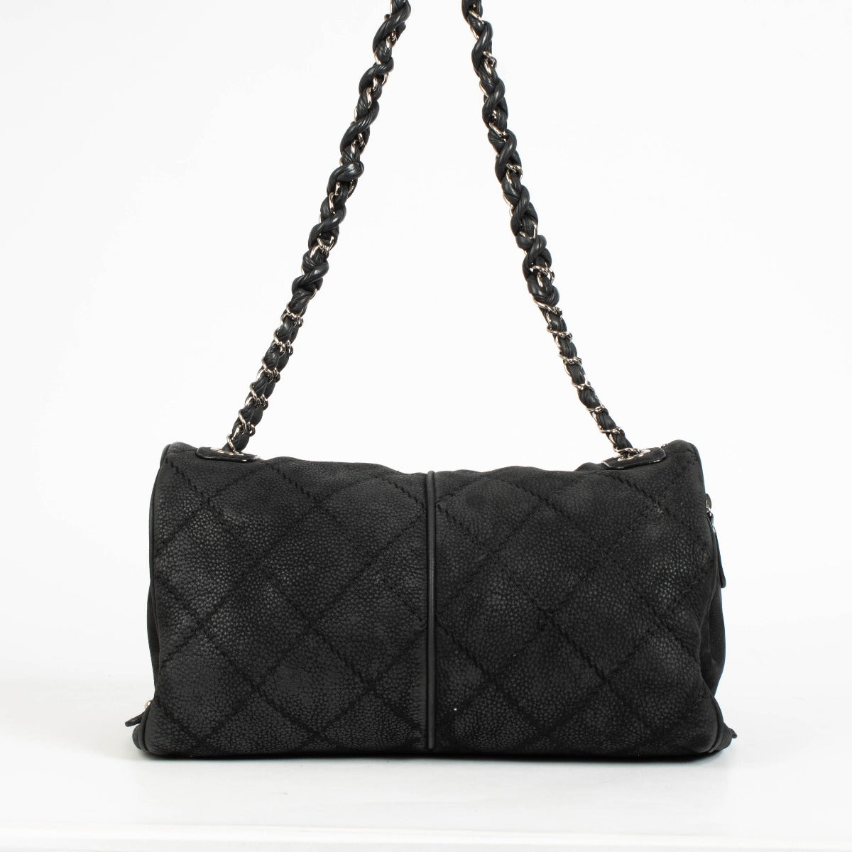 Authentic pre-loved Chanel Black Nubuck Large Shoulder Bag on Labellov.com