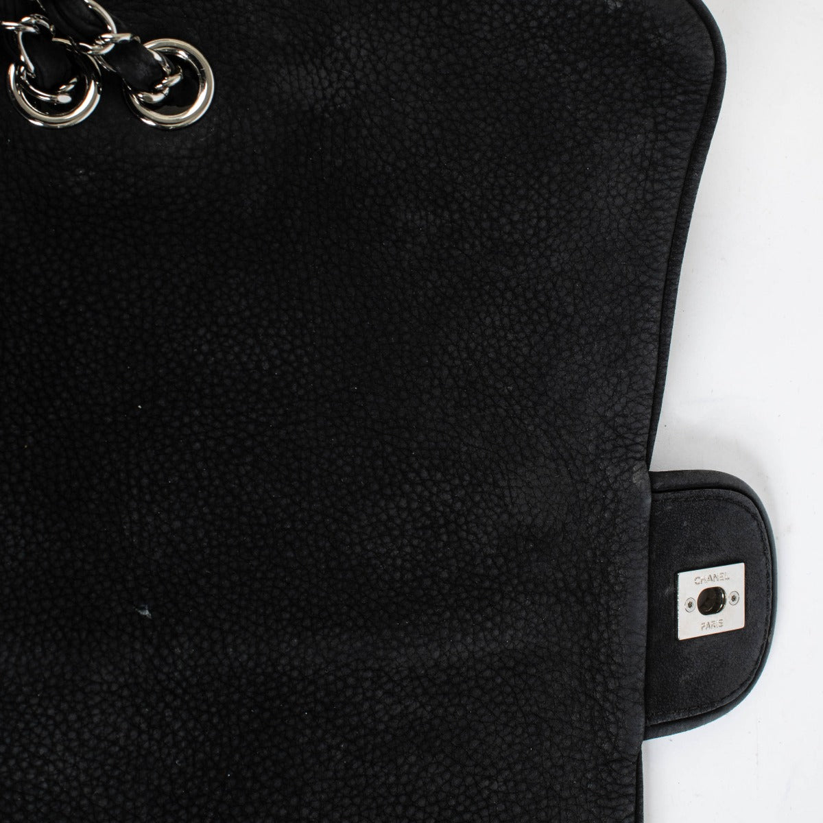Authentic pre-loved Chanel Black Nubuck Large Shoulder Bag on Labellov.com