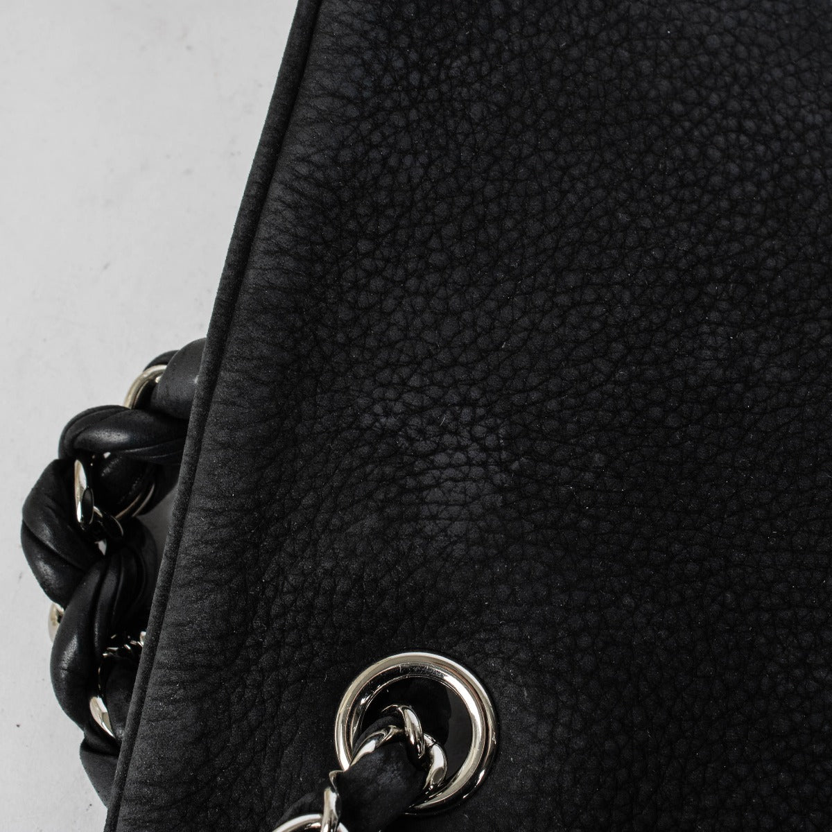 Authentic pre-loved Chanel Black Nubuck Large Shoulder Bag on Labellov.com