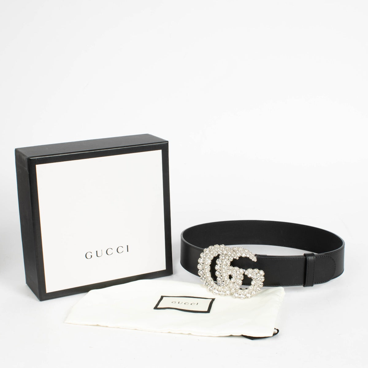 Authentic pre-loved Gucci Black Sequin GG Logo Belt on Labellov.com