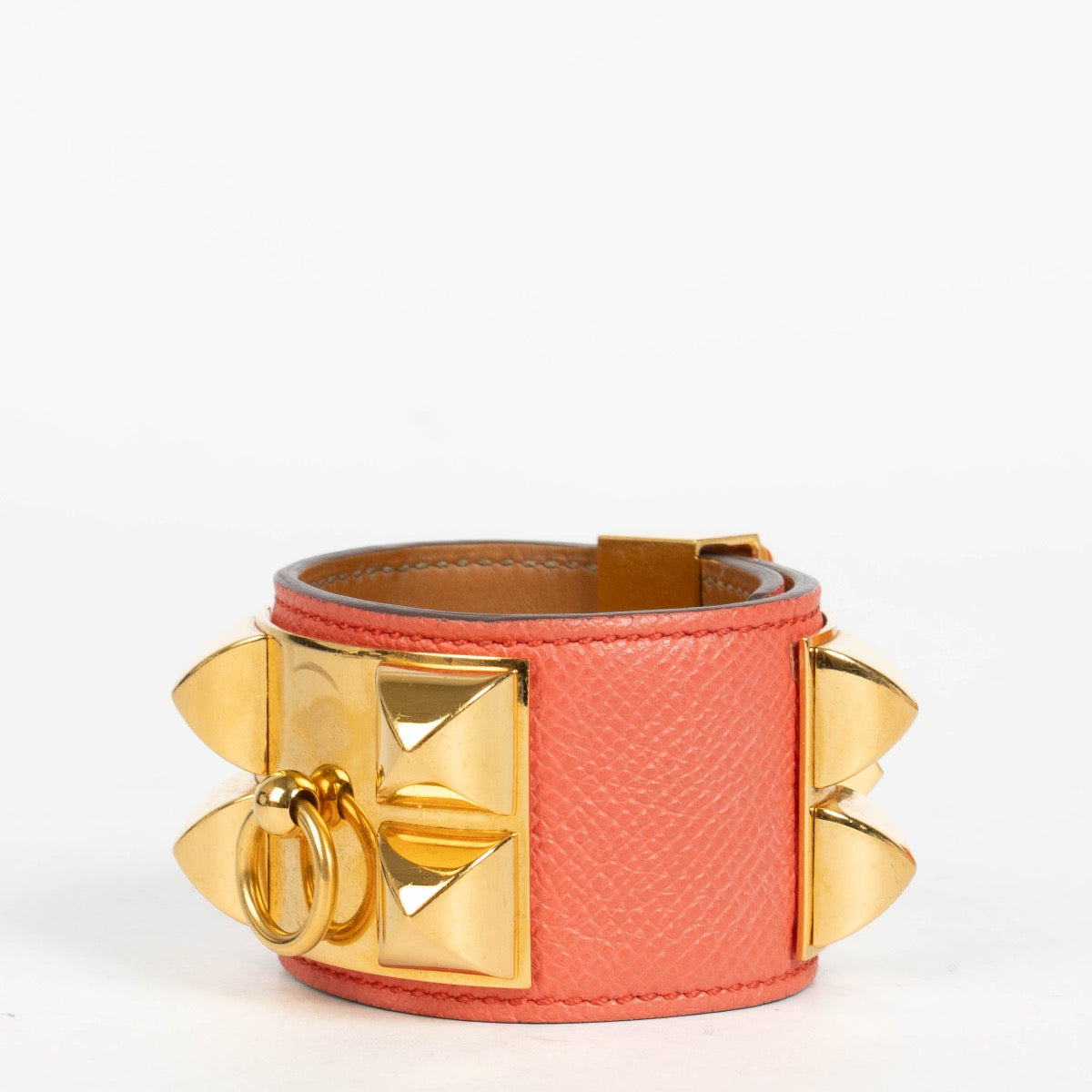 Authentic pre-loved Hermès Orange Red Epsom Collier De Chien Bracelet- size M on Labellov.com