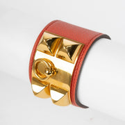 Authentic pre-loved Hermès Orange Red Epsom Collier De Chien Bracelet- size M on Labellov.com