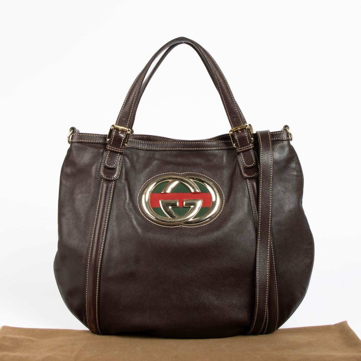Authentic pre-loved Gucci Brown Britt Tote Bag on Labellov.com