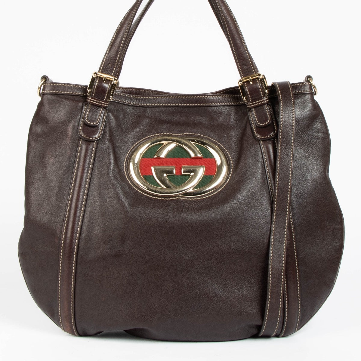 Authentic pre-loved Gucci Brown Britt Tote Bag on Labellov.com