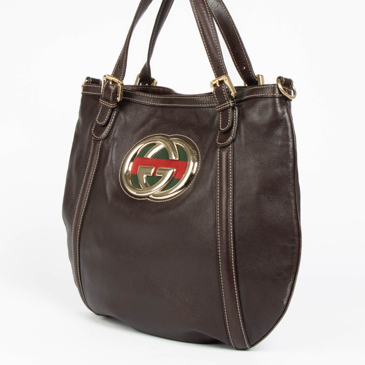 Authentic pre-loved Gucci Brown Britt Tote Bag on Labellov.com