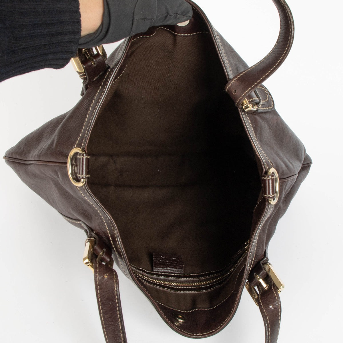 Authentic pre-loved Gucci Brown Britt Tote Bag on Labellov.com