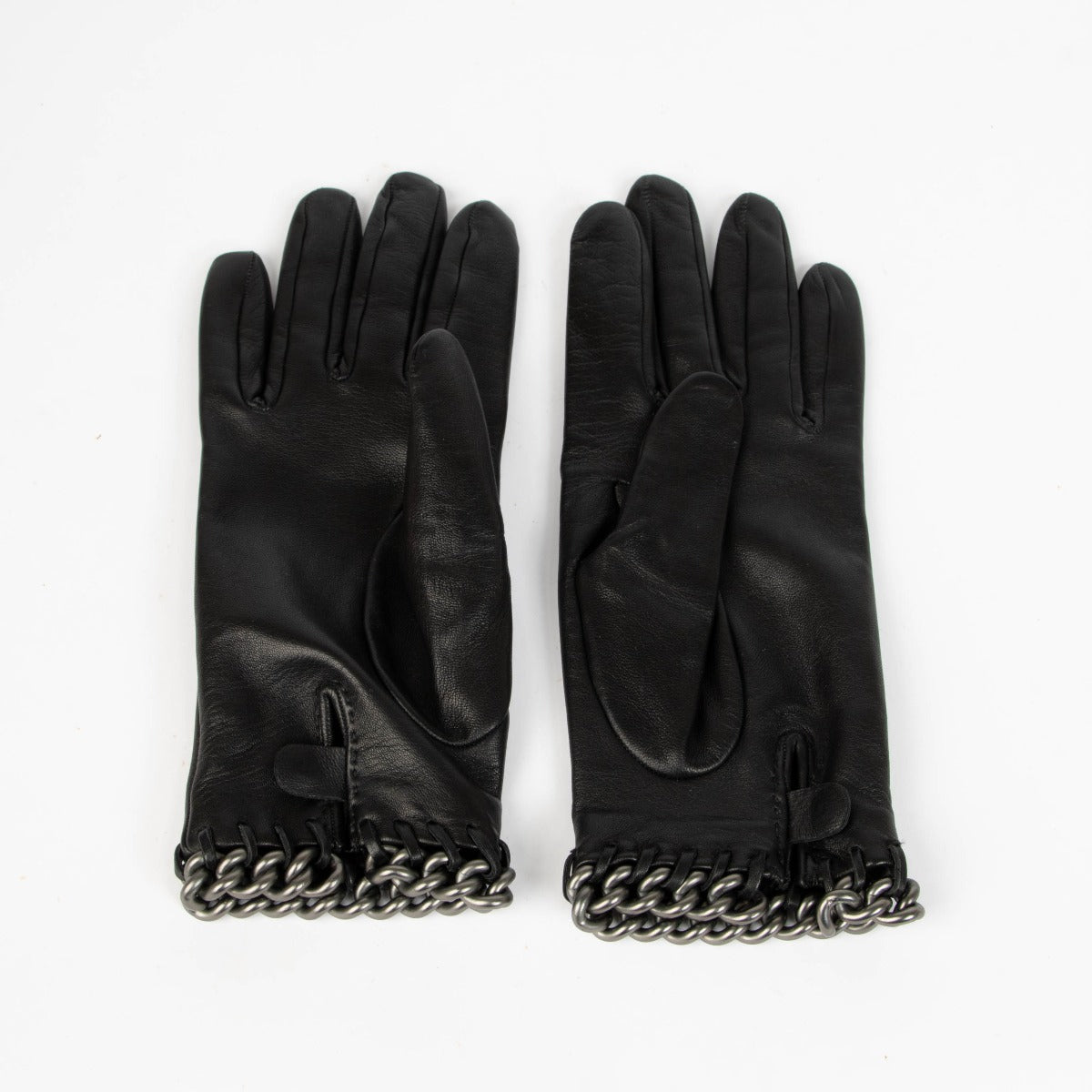 Hermès Black Lambskin Chain Gloves - Size 7,5