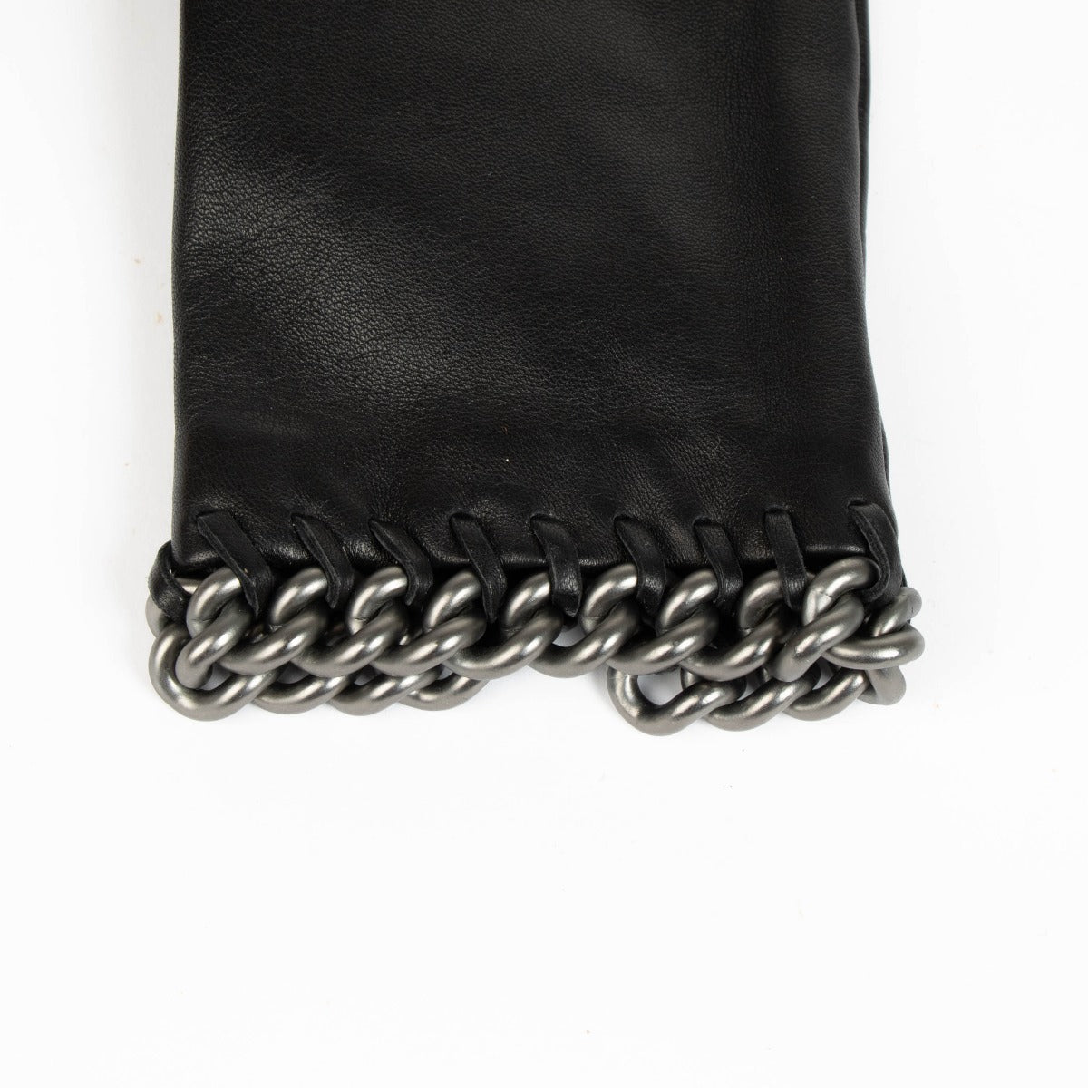 Hermès Black Lambskin Chain Gloves - Size 7,5