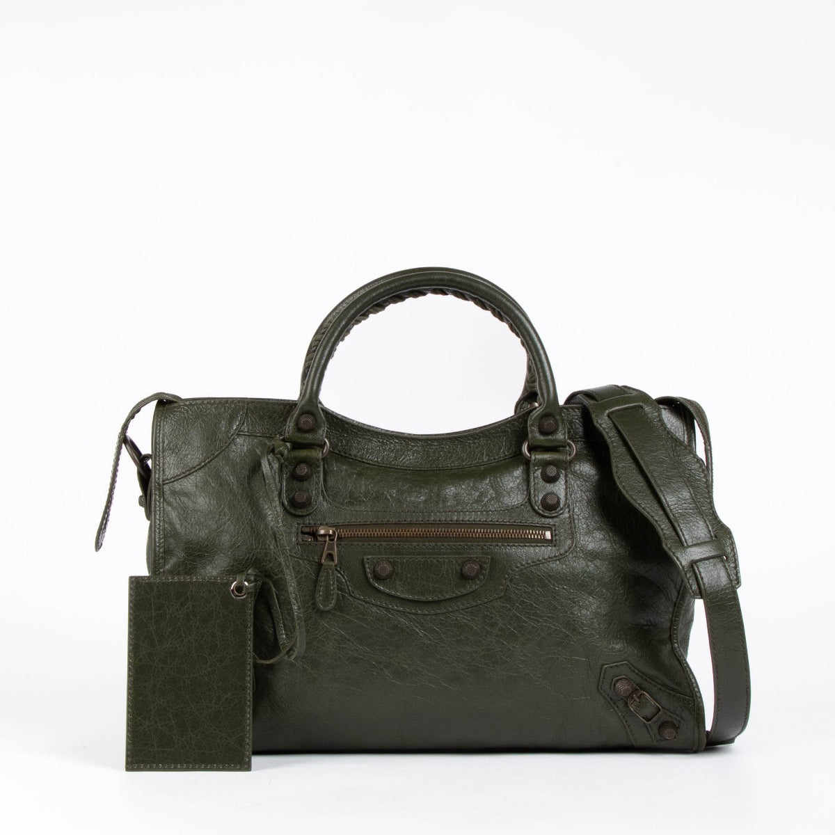 Authentic pre-loved Balenciaga Green Arena Medium City Top Handle Bag on Labellov.com