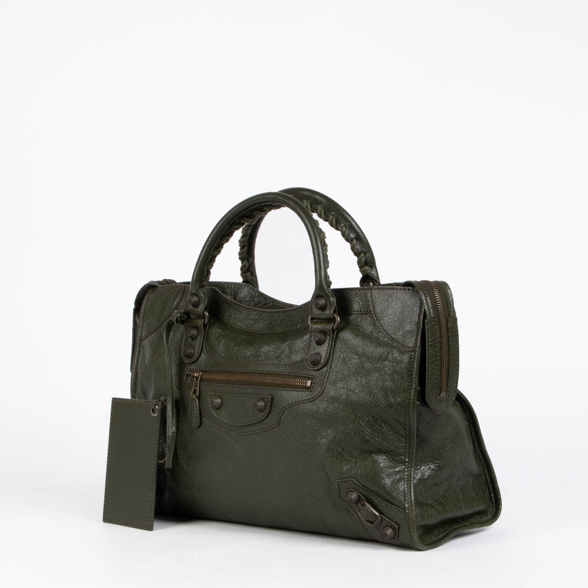 Authentic pre-loved Balenciaga Green Arena Medium City Top Handle Bag on Labellov.com
