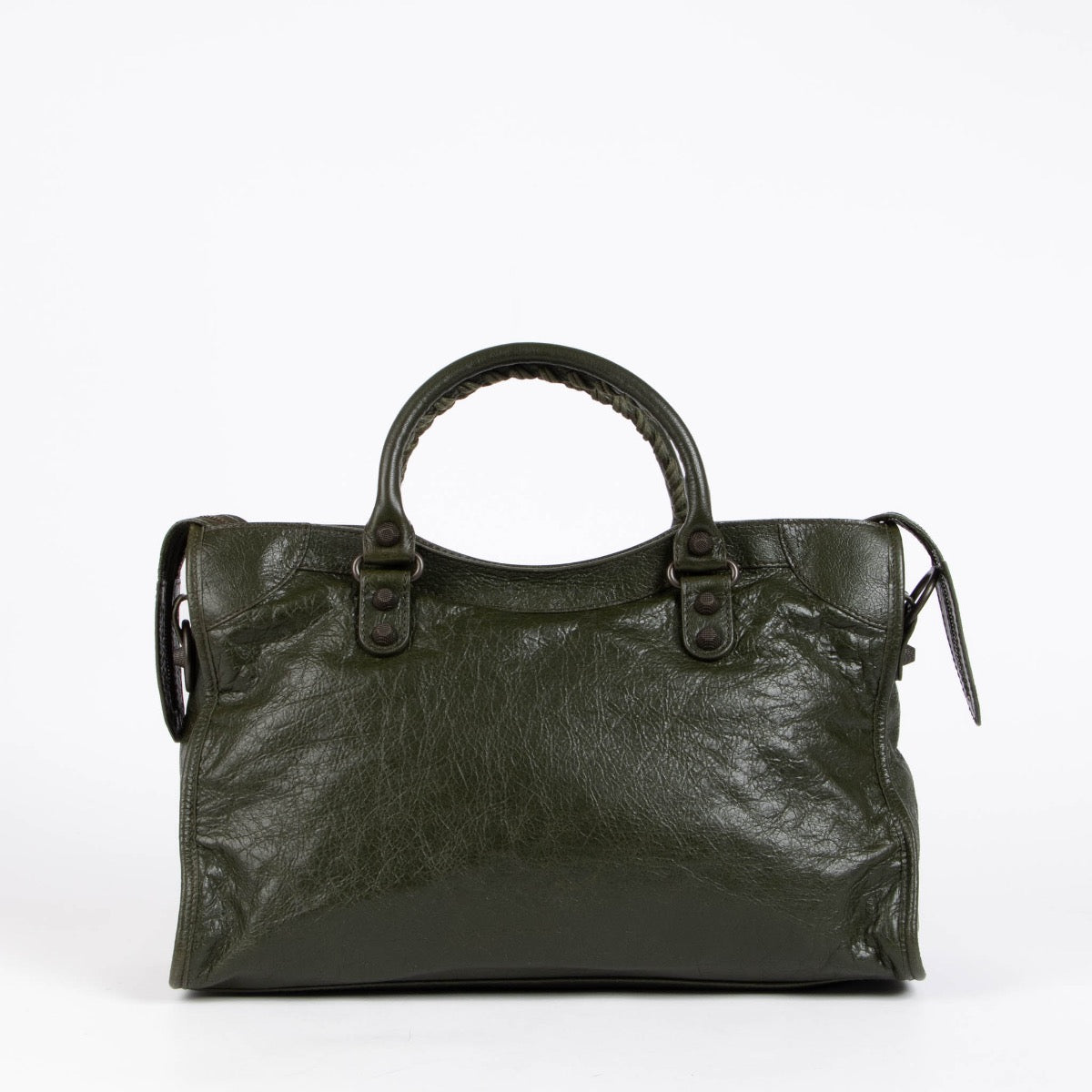 Authentic pre-loved Balenciaga Green Arena Medium City Top Handle Bag on Labellov.com