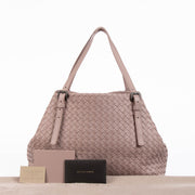 Authentic pre-loved Bottega Veneta Pink Intrecciato Cesta Tote Bag on Labellov.com
