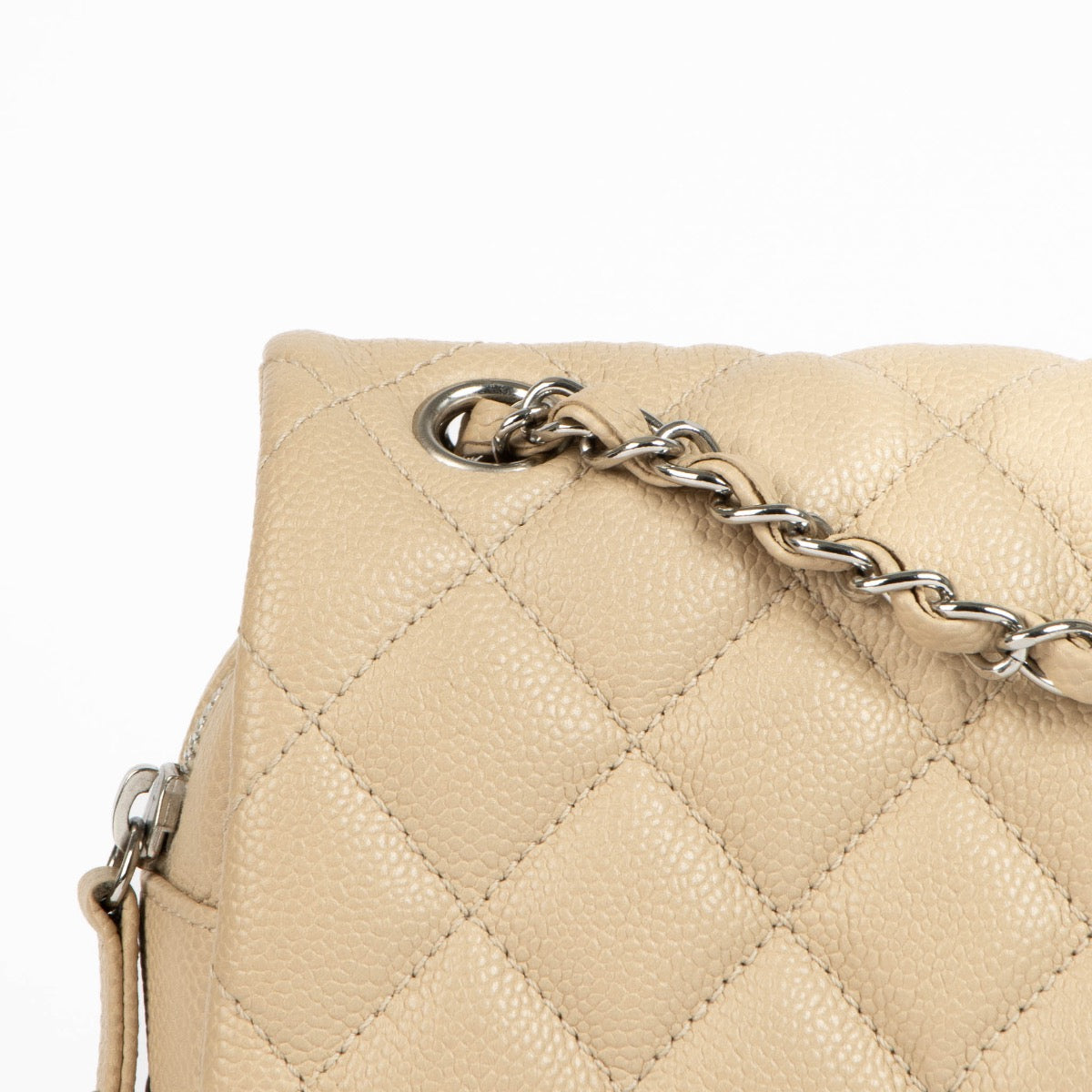 Authentic pre-loved Chanel Beige Leather Medium Easy Flap Bag on Labellov.com