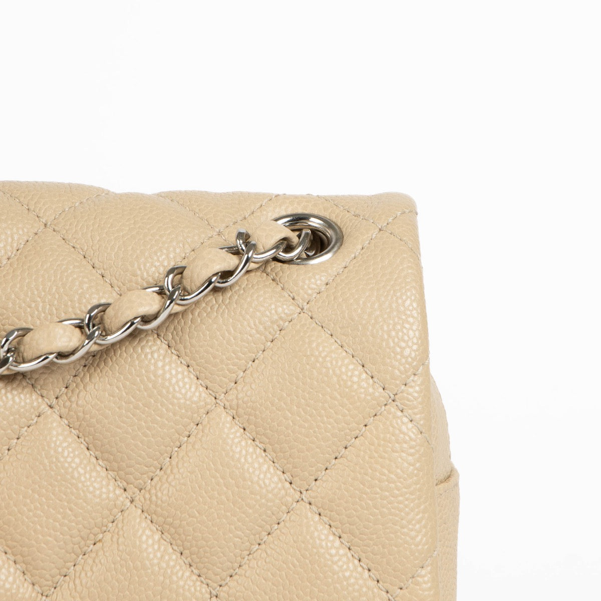 Authentic pre-loved Chanel Beige Leather Medium Easy Flap Bag on Labellov.com