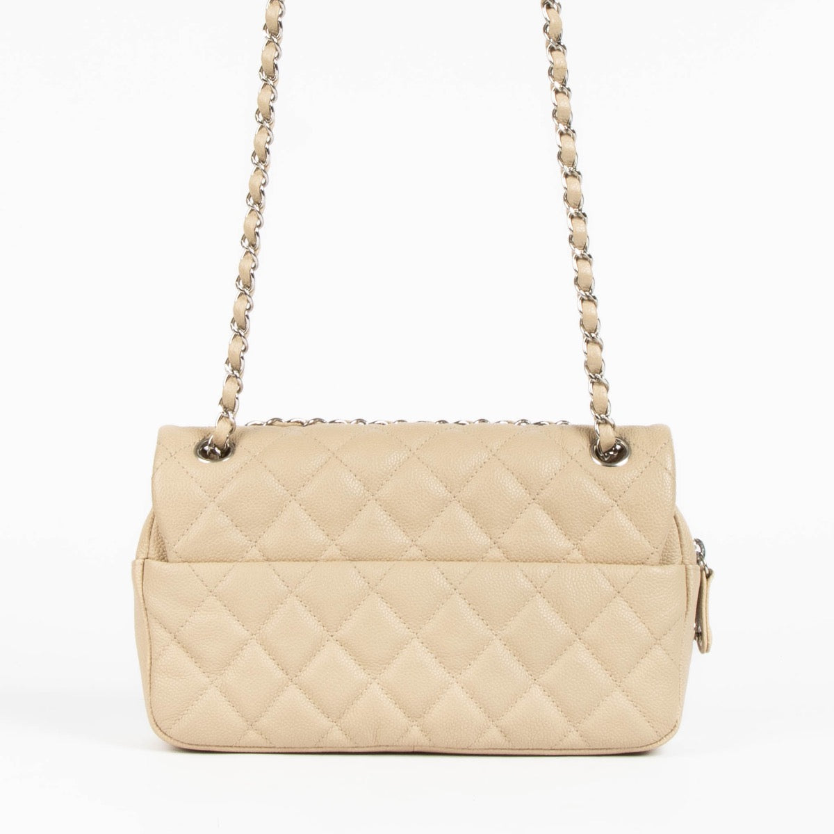 Authentic pre-loved Chanel Beige Leather Medium Easy Flap Bag on Labellov.com