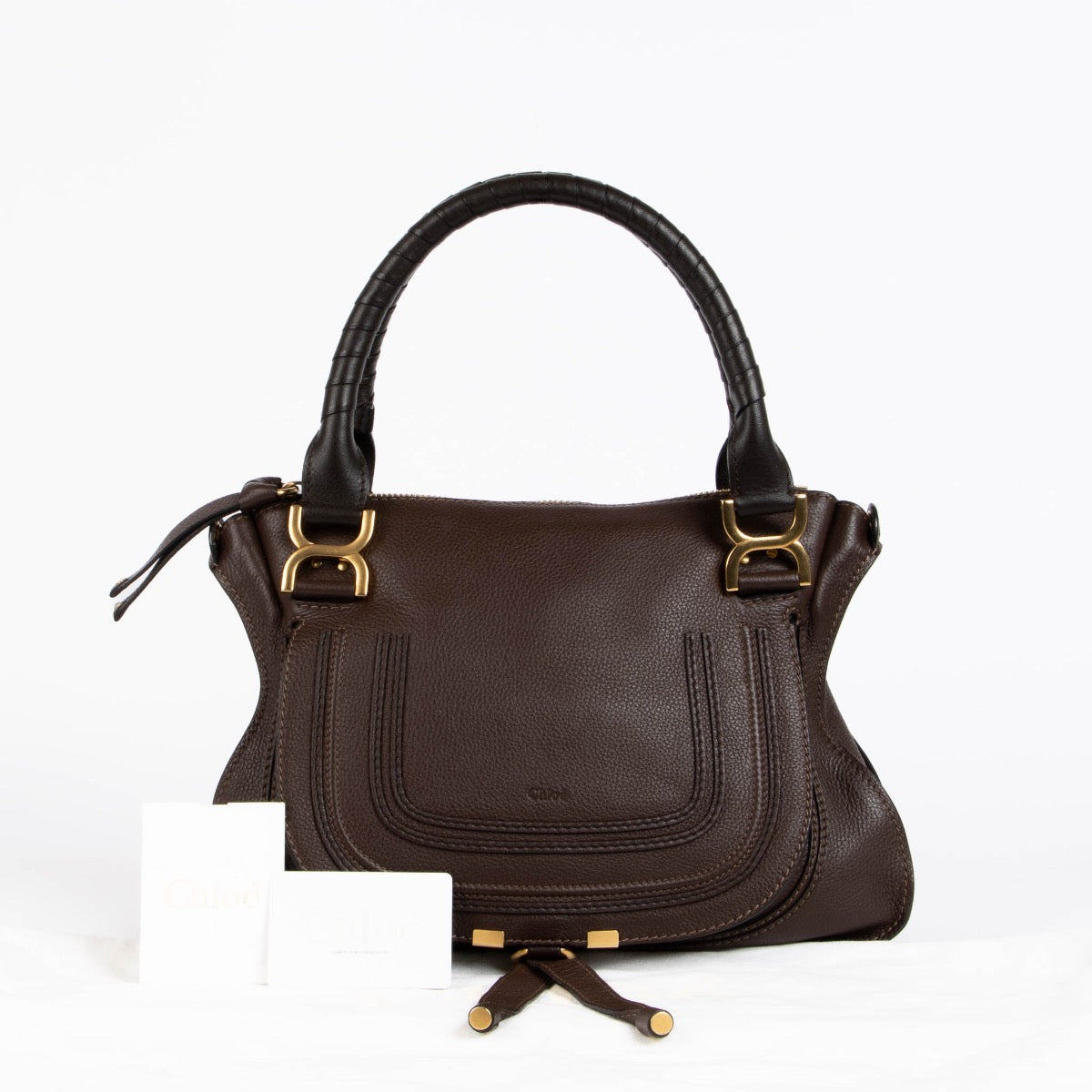 Authentic pre-loved Chloé Brown Medium Marcie Top Handle Bag on Labellov.com
