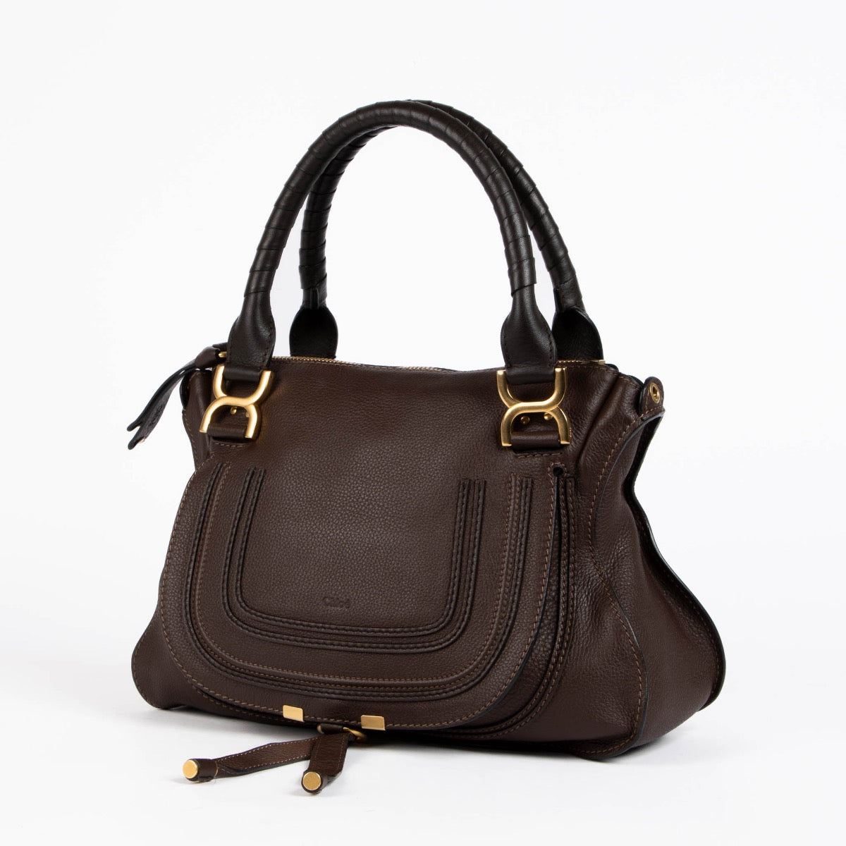 Authentic pre-loved Chloé Brown Medium Marcie Top Handle Bag on Labellov.com