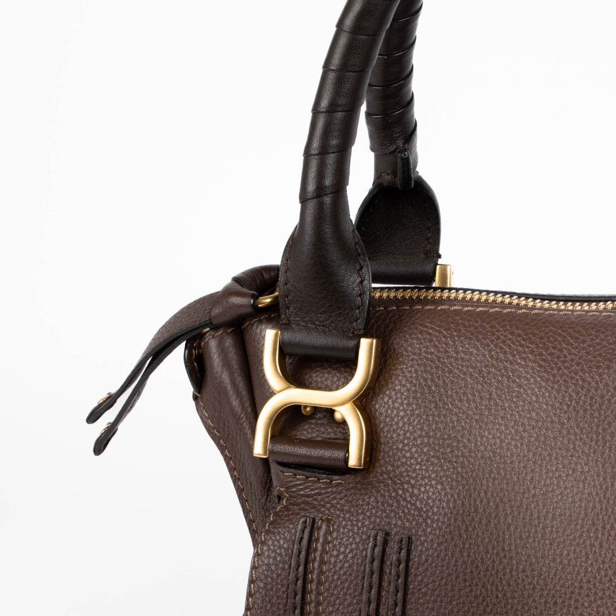 Authentic pre-loved Chloé Brown Medium Marcie Top Handle Bag on Labellov.com