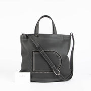Authentic pre-loved Delvaux Grey Soft Pin Cabas Surpiqué Crossbody Bag on Labellov.com