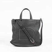 Authentic pre-loved Delvaux Grey Soft Pin Cabas Surpiqué Crossbody Bag on Labellov.com