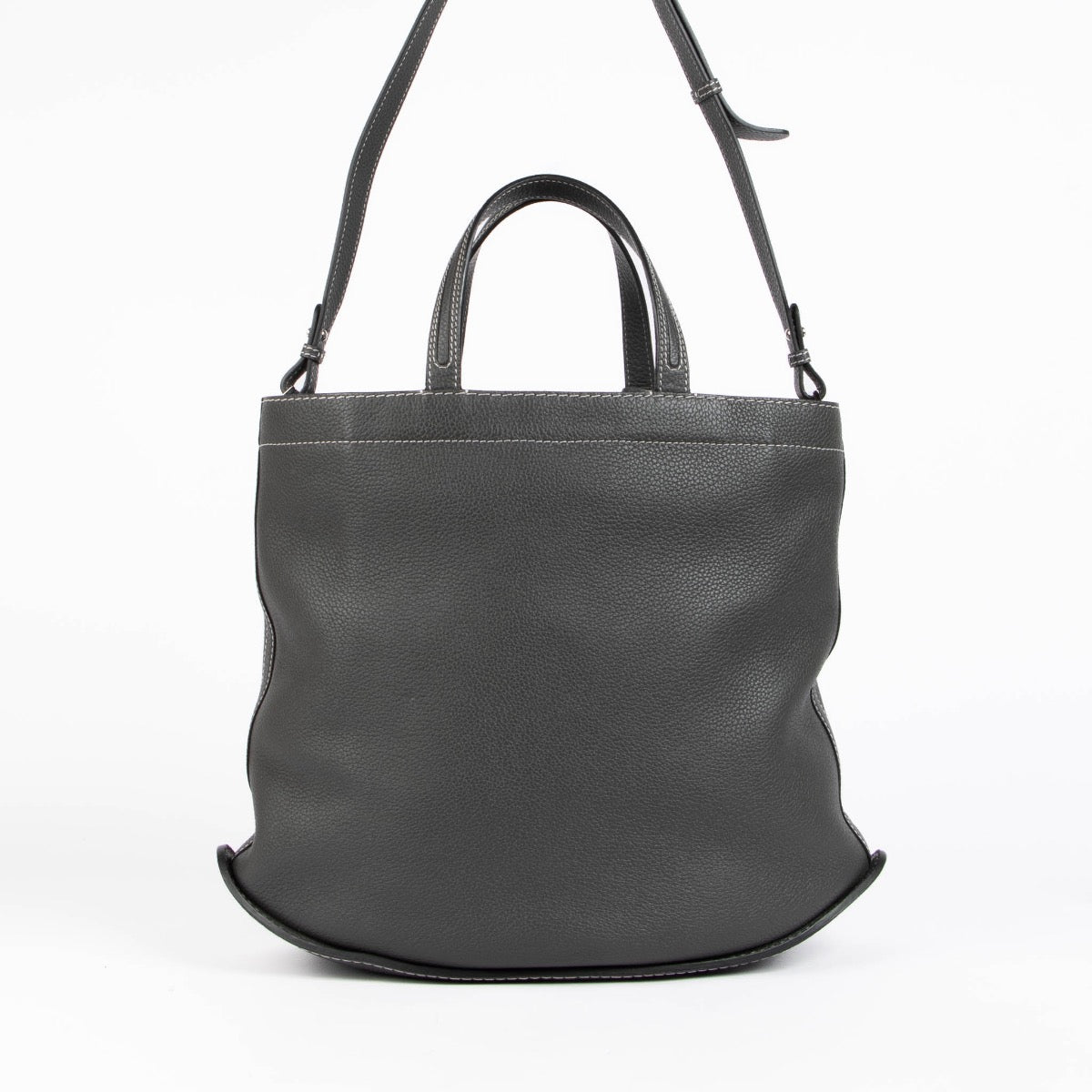 Authentic pre-loved Delvaux Grey Soft Pin Cabas Surpiqué Crossbody Bag on Labellov.com