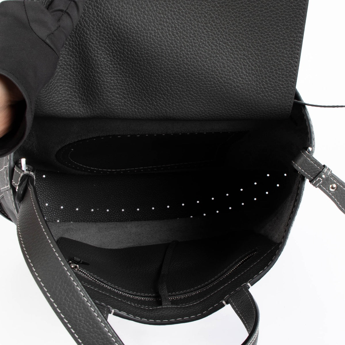 Authentic pre-loved Delvaux Grey Soft Pin Cabas Surpiqué Crossbody Bag on Labellov.com