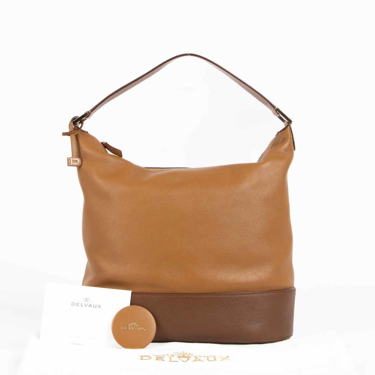 Authentic pre-loved Delvaux Bicolore Vegetal Allure Every D Hobo PM Shoulder Bag on Labellov.com