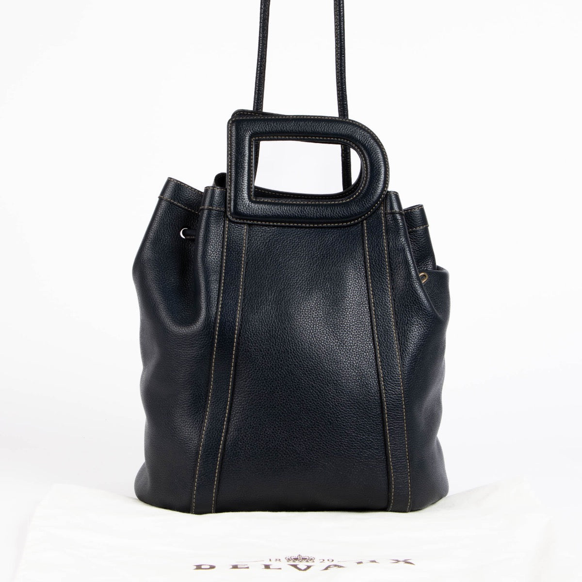Authentic pre-loved Delvaux Blue Leather Punch Shoulder Bag on Labellov.com