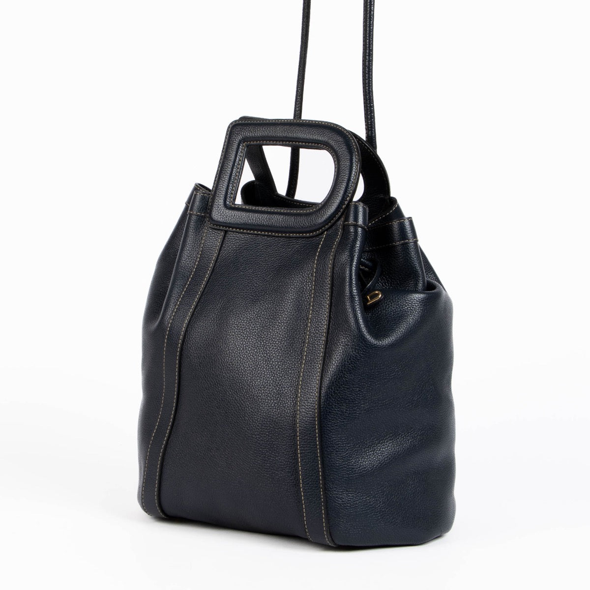 Authentic pre-loved Delvaux Blue Leather Punch Shoulder Bag on Labellov.com