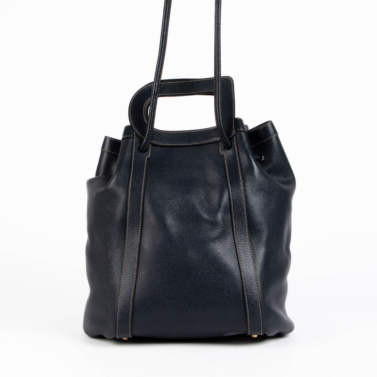 Authentic pre-loved Delvaux Blue Leather Punch Shoulder Bag on Labellov.com