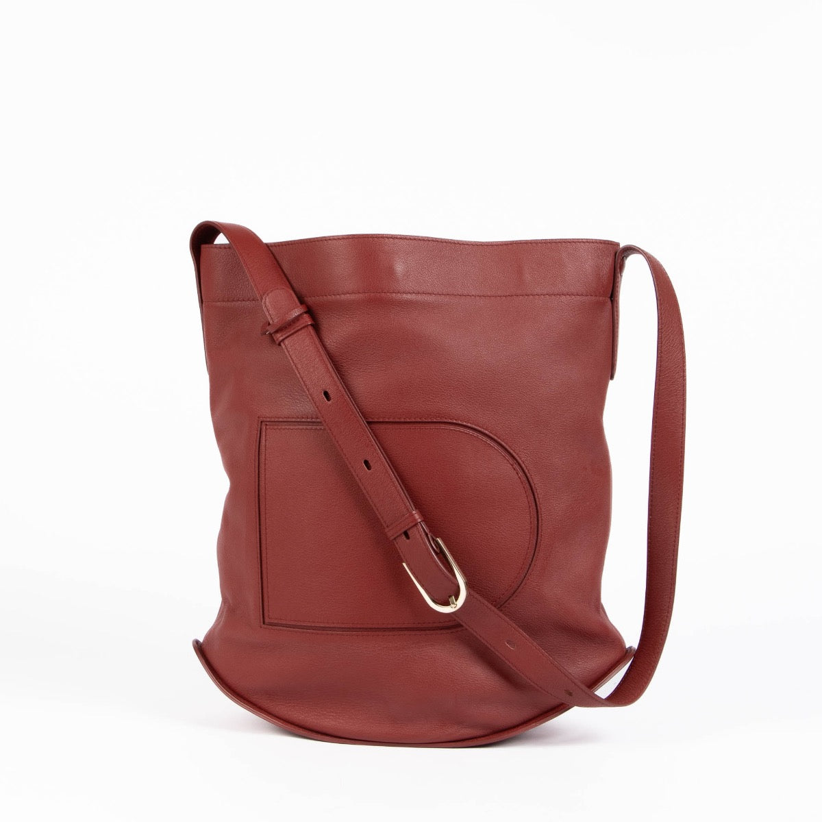 Authentic pre-loved Delvaux Burgundy Leather Pin Crossbody Bag on Labellov.com
