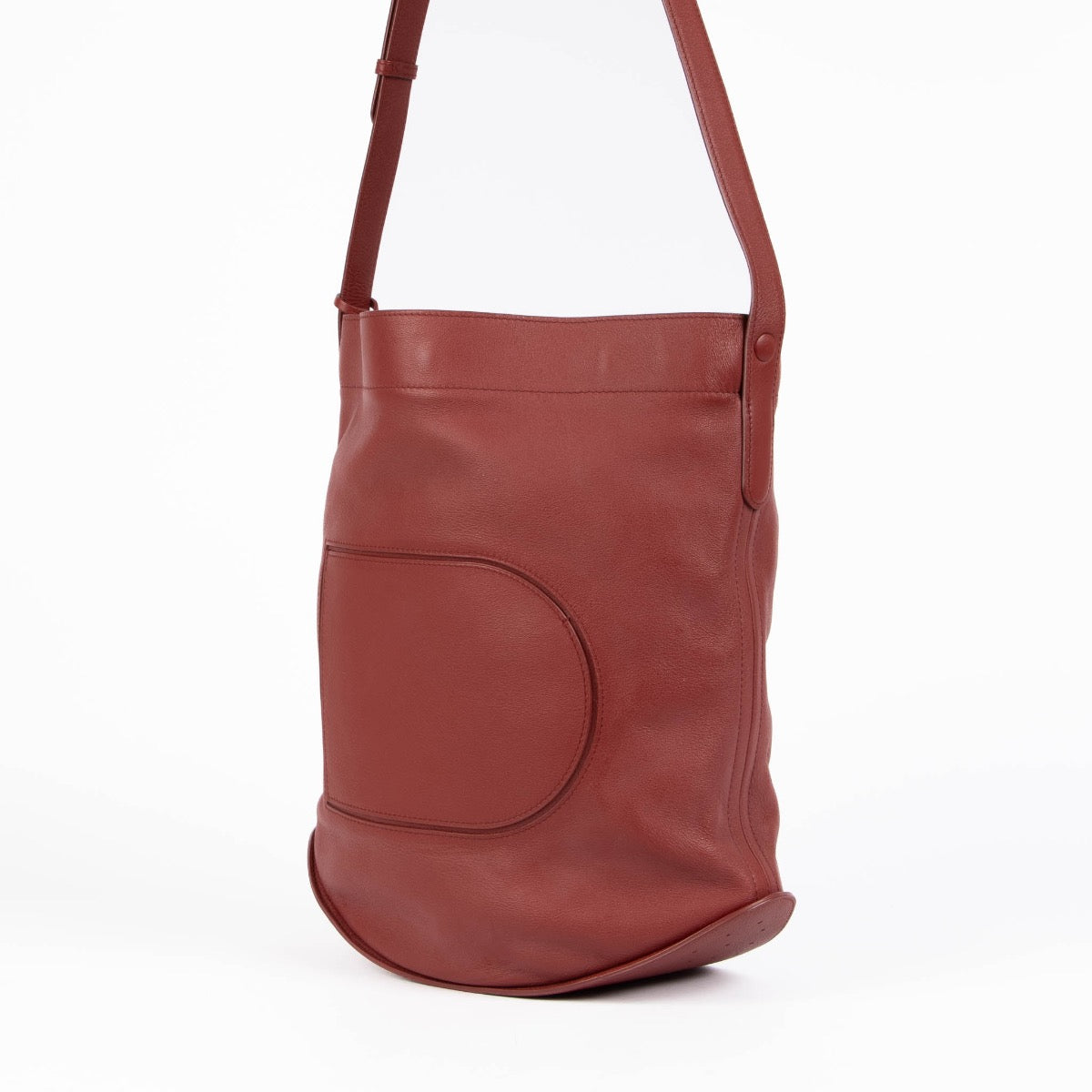 Authentic pre-loved Delvaux Burgundy Leather Pin Crossbody Bag on Labellov.com
