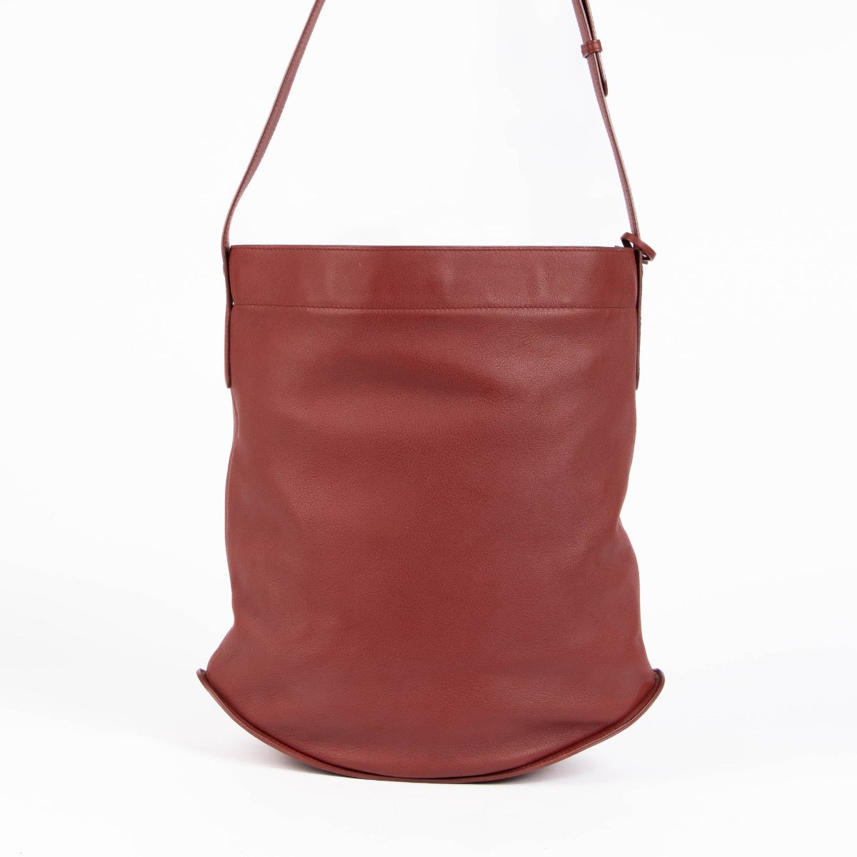 Authentic pre-loved Delvaux Burgundy Leather Pin Crossbody Bag on Labellov.com