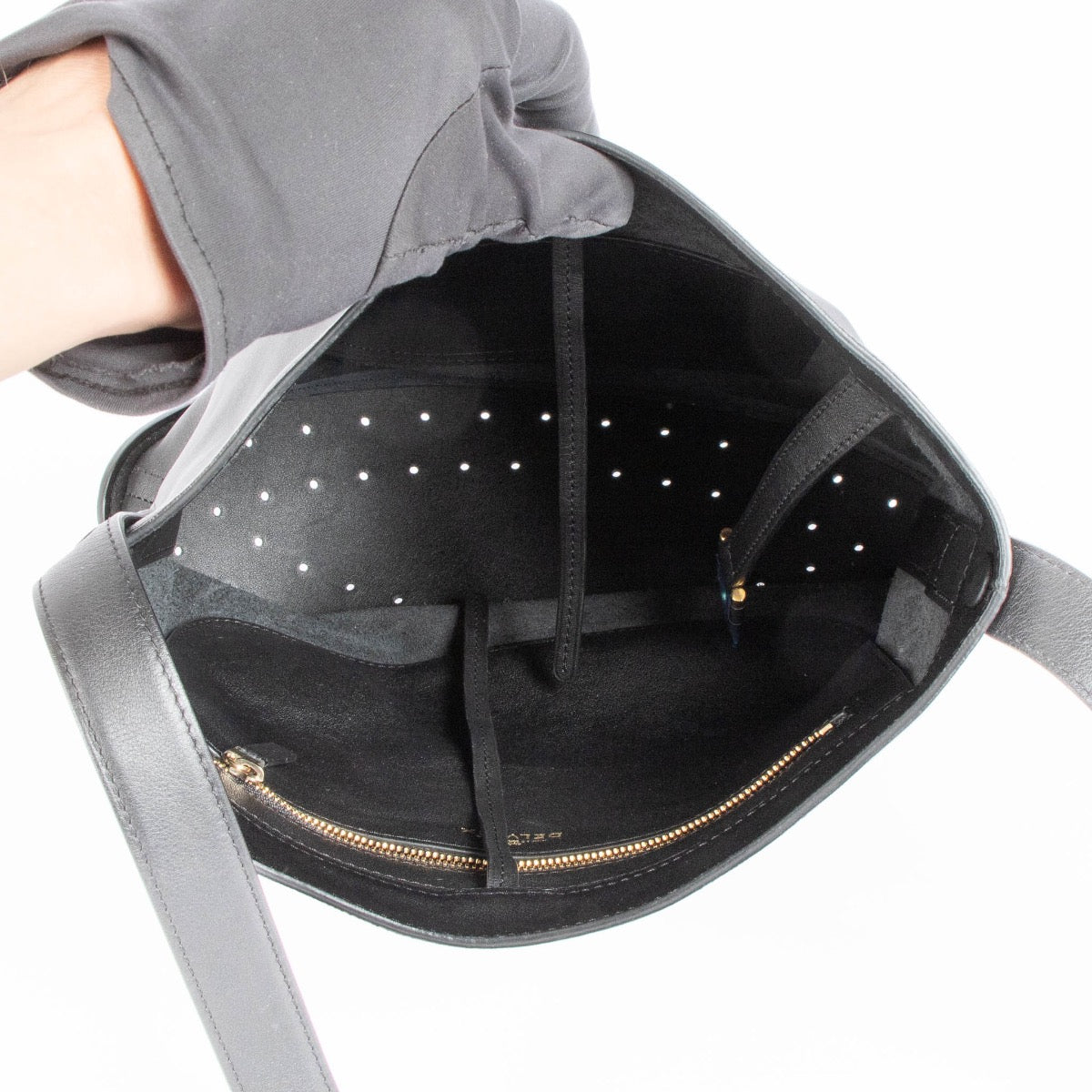 Authentic pre-loved Delvaux Black Allure Pin PM Crossbody Bag on Labellov.com