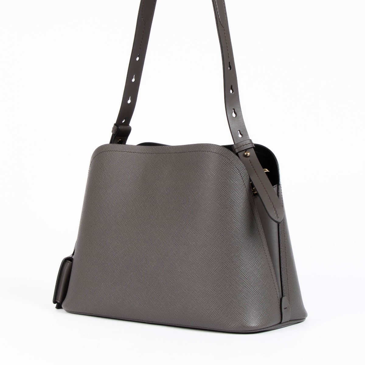 Authentic pre-loved Prada Grey Saffiano Medium Matinee Shoulder Bag on Labellov.com