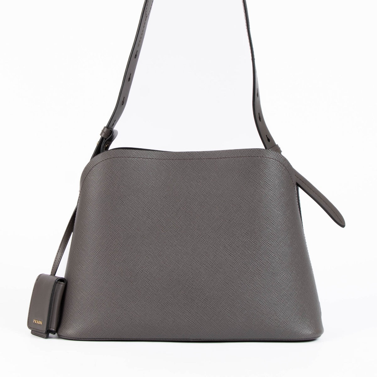 Authentic pre-loved Prada Grey Saffiano Medium Matinee Shoulder Bag on Labellov.com