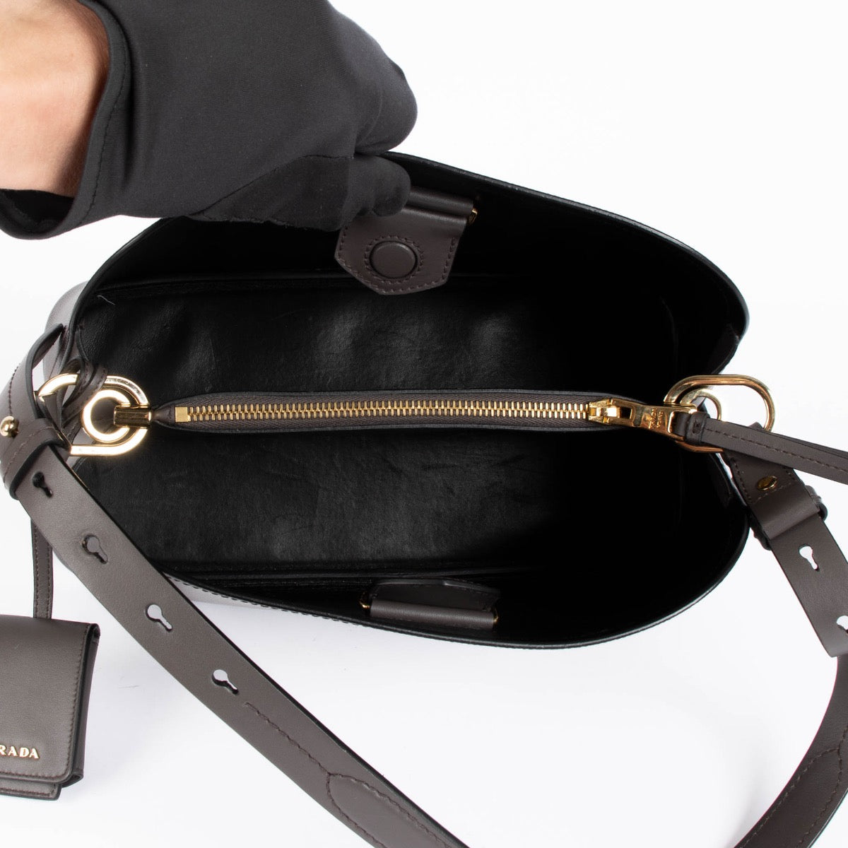Authentic pre-loved Prada Grey Saffiano Medium Matinee Shoulder Bag on Labellov.com