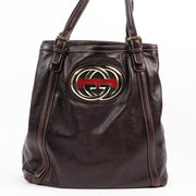 Gucci GG Black Leather Large Brit Tote Bag