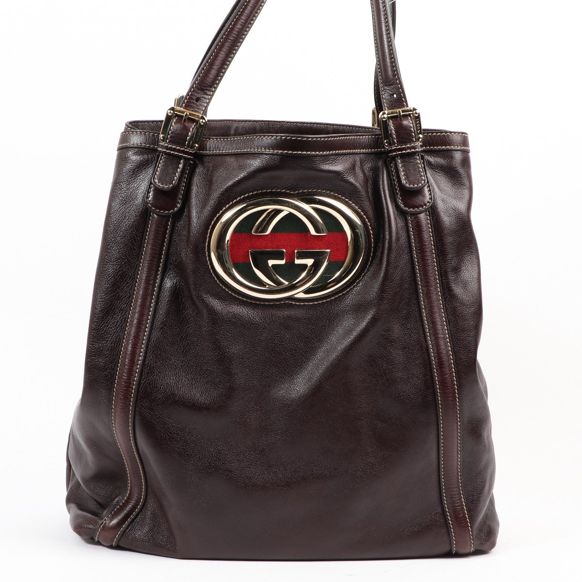 Gucci GG Black Leather Large Brit Tote Bag