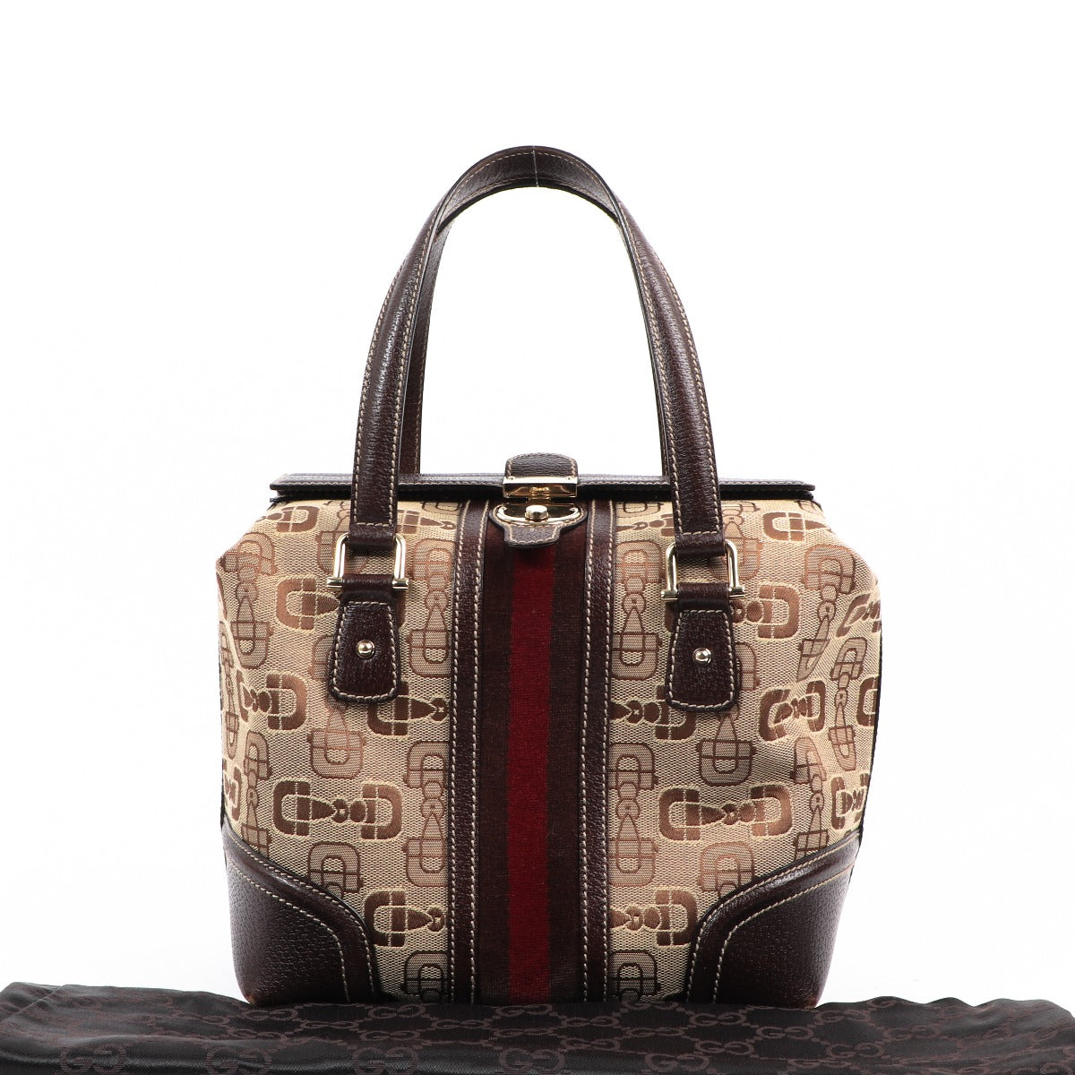 Gucci Vintage Horsebit Canvas Web Treasure Boston Bag