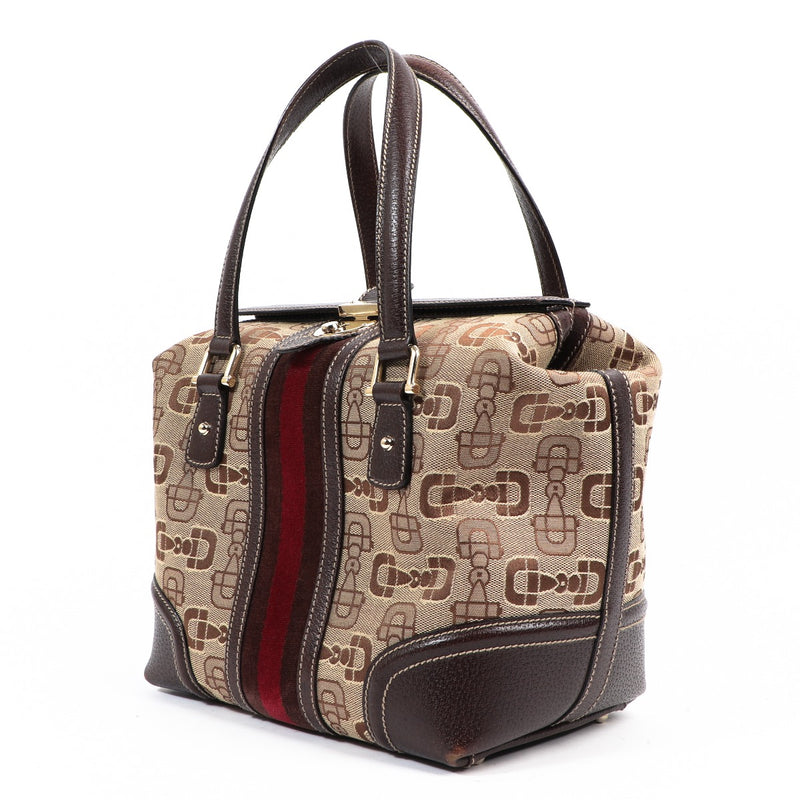 Gucci Vintage Horsebit Canvas Web Treasure Boston Bag