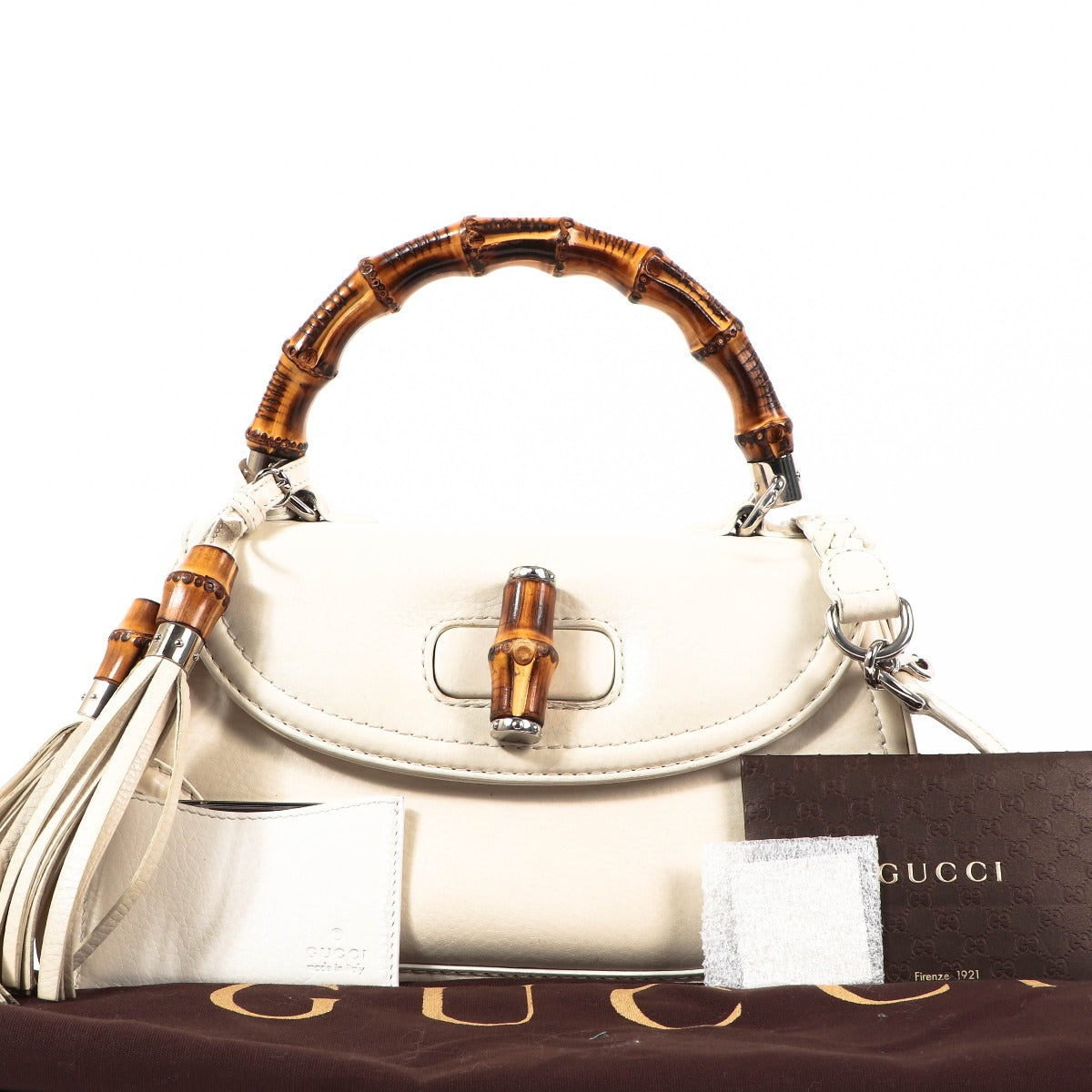 Buy an authentic second-hand Gucci White Bamboo 1947 Top Handle Bag in very good condition at Labellov in Antwerp.