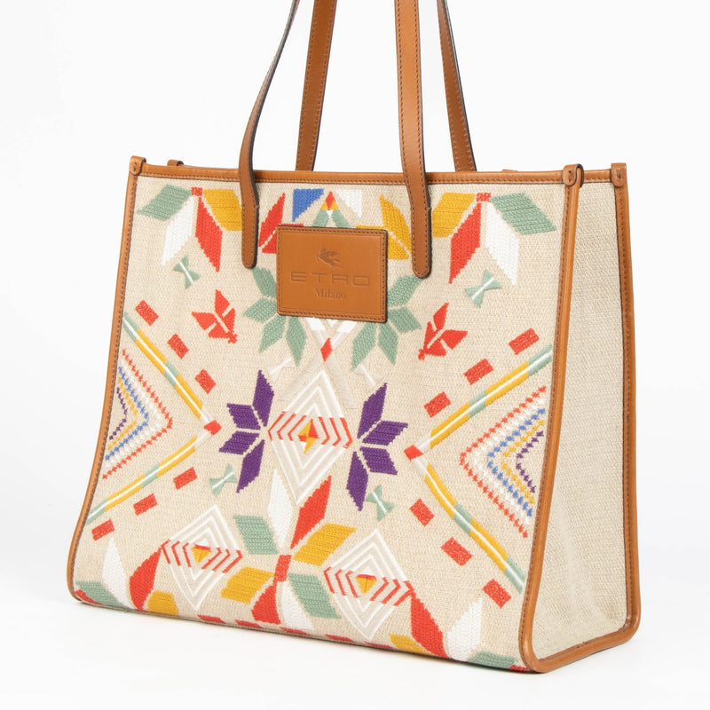 Authentic pre-loved Etro Multicolor Globetrotter Tote Bag on Labellov.com