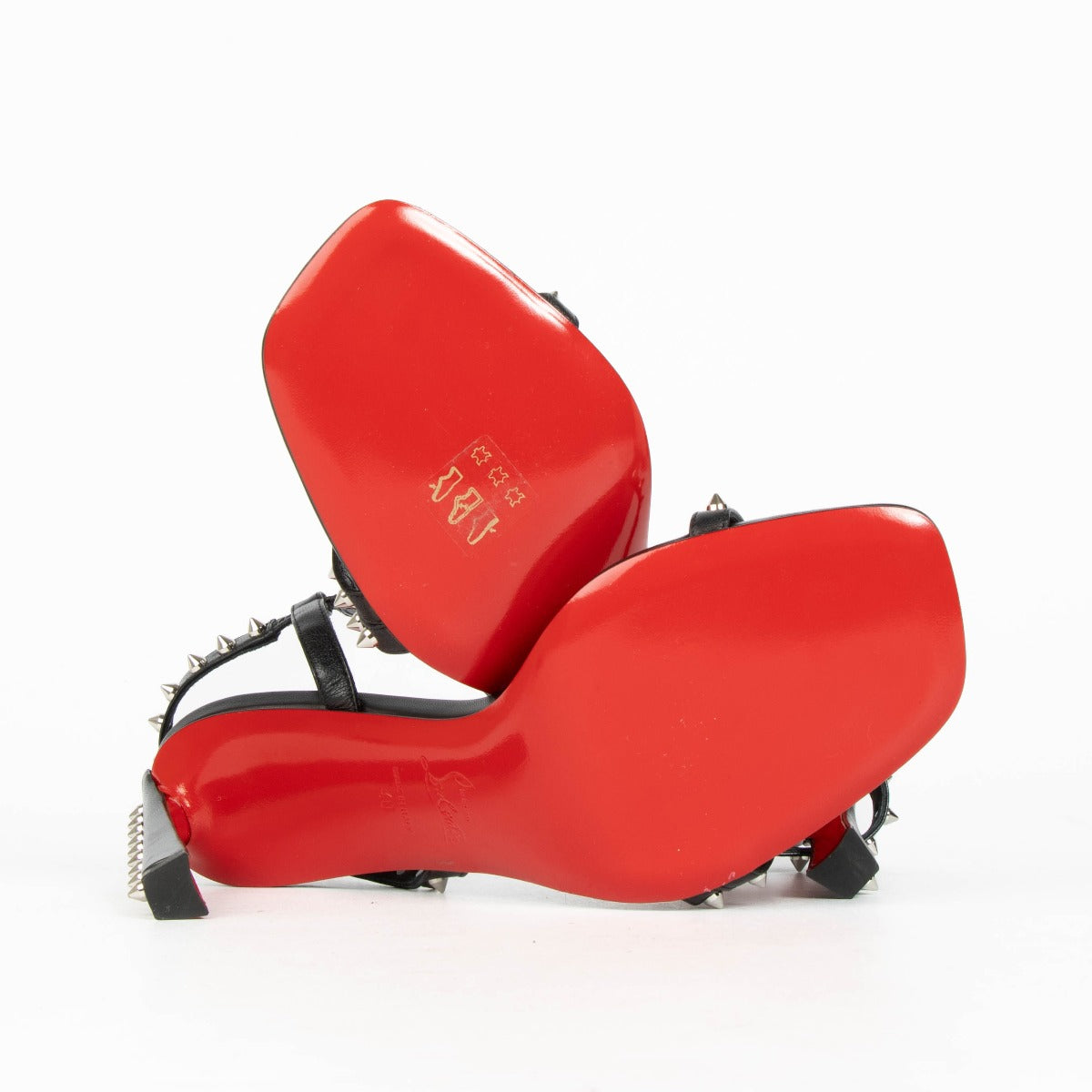 Shop this 100% authentic Christian Louboutin Black Leather Rosa Condorapik Studs Sandals in size 40 at labellov.com