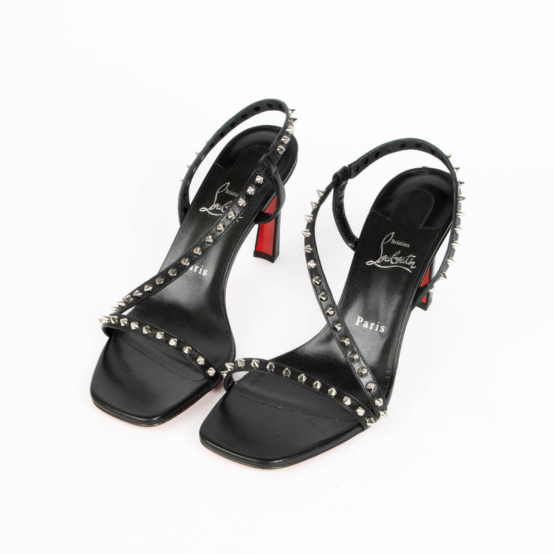 Shop this 100% authentic Christian Louboutin Black Leather Rosa Condorapik Studs Sandals in size 40 at labellov.com