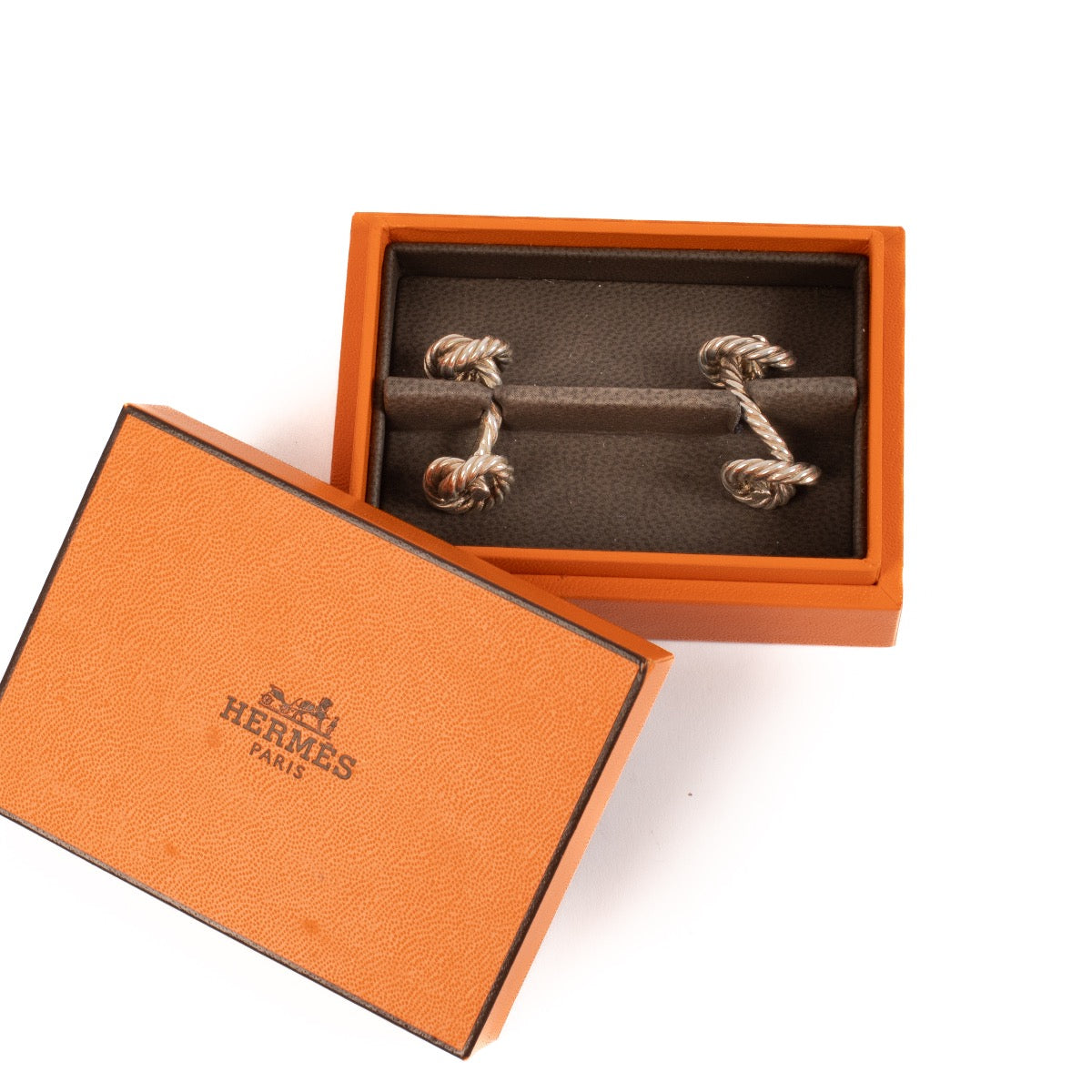 shop 100% authentic second hand Hermès Silver 'Noeuds Marins' Cufflinks on Labellov.com