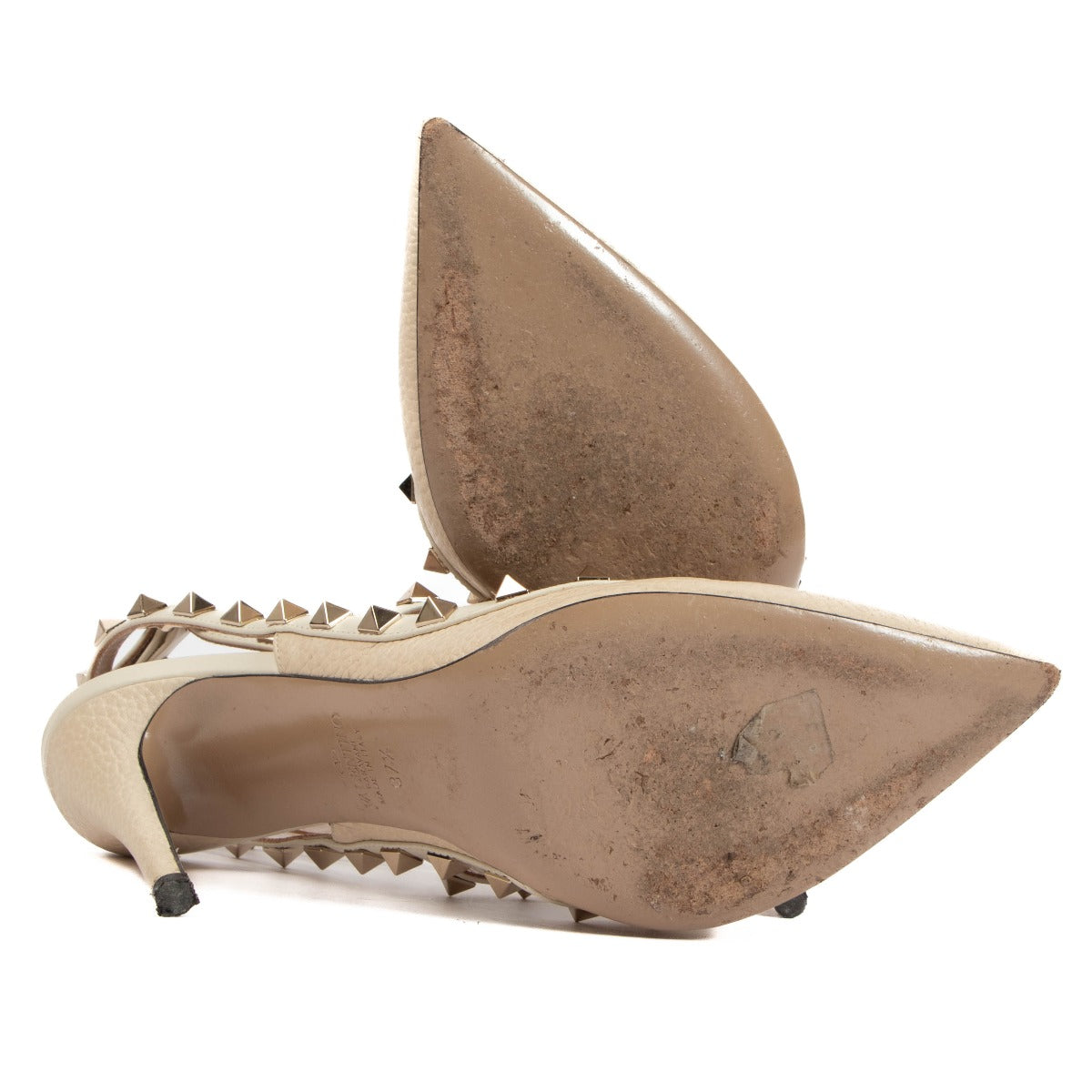 Escarpins Valentino Garavani Rockstud Caged 100 beiges – Taille 37 1/2