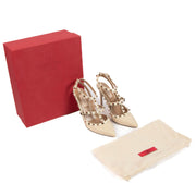 Valentino Garavani Beige Rockstud Cage 100 Heels